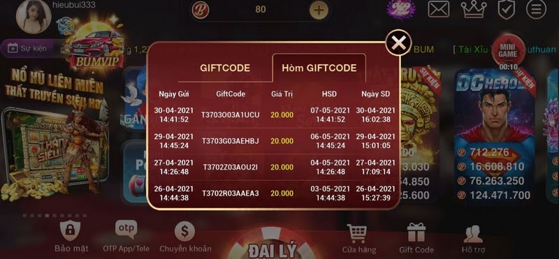 Giftcode được tung ra liên tục tại cổng game này Bum88